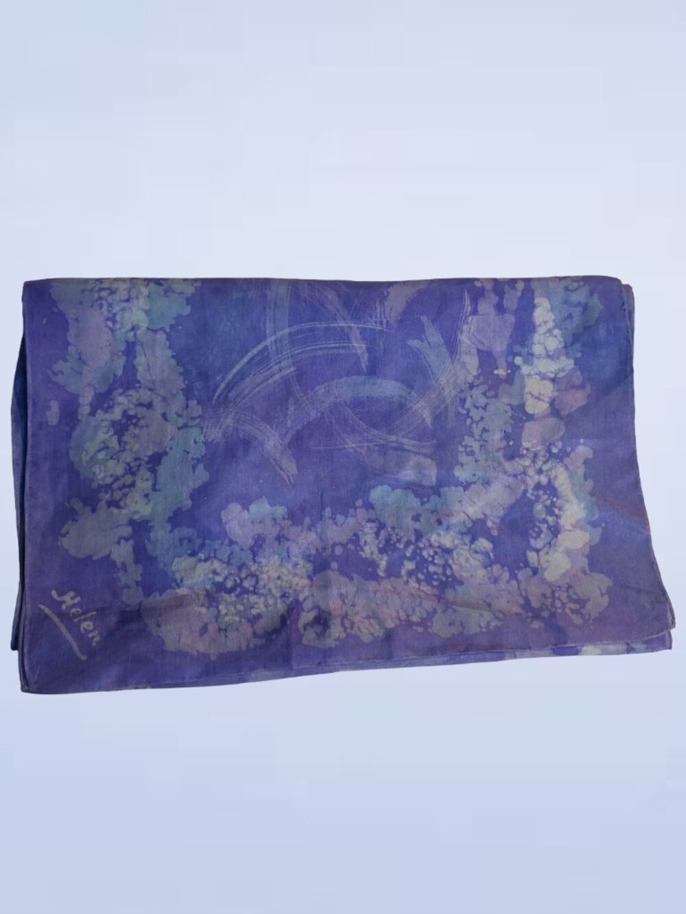 "Sylvia" Signed Helen Purple Silk Scarf | Vintage Floral Print Luxury Neckpiece